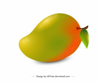 Mango Meyve Simgesi Parlak Renkli Tasarım