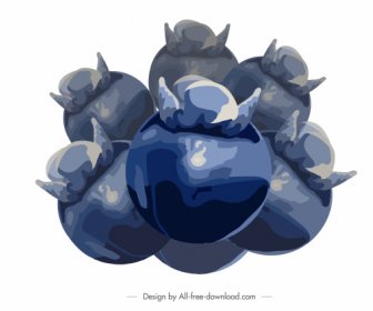 Manggis Buah Lukisan Gelap Biru Classic Cat Air Sketsa