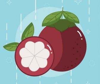 Mangosteen Icon Colored Classic Flat Sketch