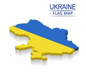 Peta Ukraina Banner Template Elegan Mengkilap 3d Dekorasi