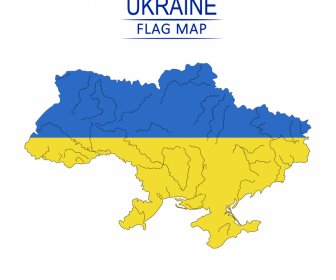 Peta Ukraina Banner Template Sketsa Elemen Bendera Datar