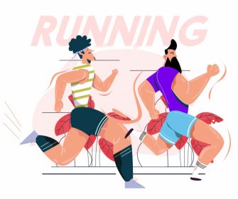 Maratón Competición De Fondo Personajes De Dibujos Animados Sketch