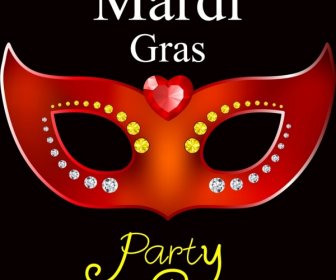 Mardi Gras Party Banner Gemstone Mask Icon Decor
