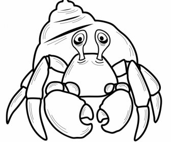 Marine Animal Icon Hermit Crab Sketch Handdrawn Design