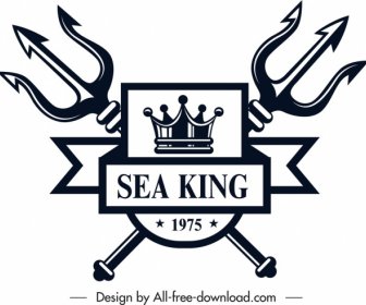 Marine Logo Template Royal Emblem Symmetrical Sketch