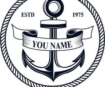 Logo Laut Ikon Jangkar Desain Klasik