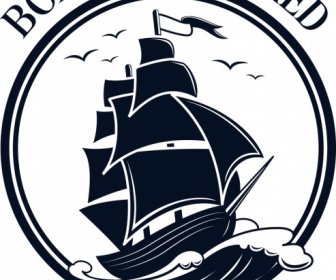 Logo Laut Kapal Ikon Laut Sketsa Klasik