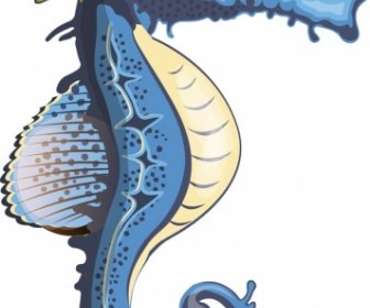 رمز فرس البحر رمز البحرية تصميم الخلفية الملونة