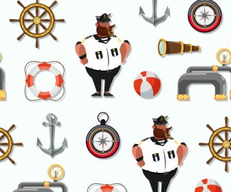maritime pattern template colorful repeating symbols sketch