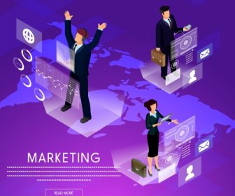 Marketing Banner Moderno 3d Web Design Ornamento Violeta