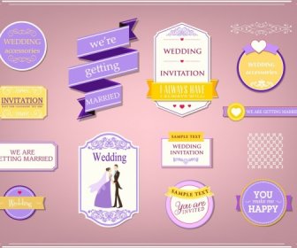marriage design elements various shapes violet white decor