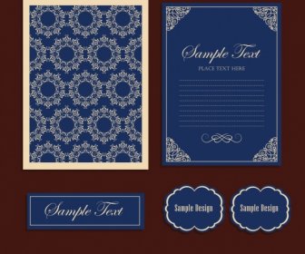 Marriage Template Blue Design Classical Flowers Ornament