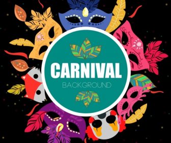 Mask Carnival Background Circle Decoration Colorful Icons