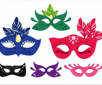 Mask Icons Colorful Classical Style