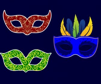 Mascara De La Mascarada Iconos De Diseño Clasico Oscuro Aislamiento