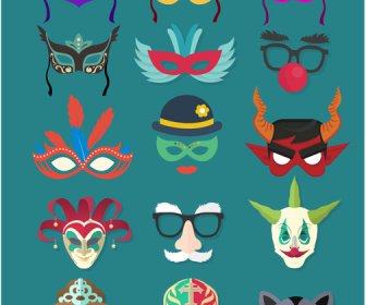 様々 な色のスタイルで仮面舞踏会のマスク コレクション