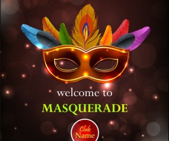 маскарад партии листовка красочные классические маски Боке фоне