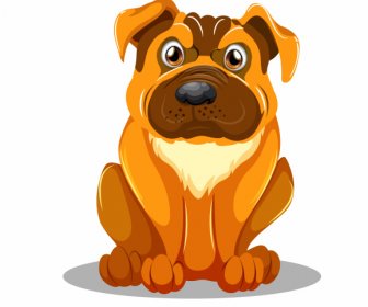 Mastiff Dog Ikon Lucu Emosi Sketsa Kartun Desain