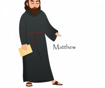 Matthew Apóstolo Cristão ícone Retro Desenho Animado Design De Personagens