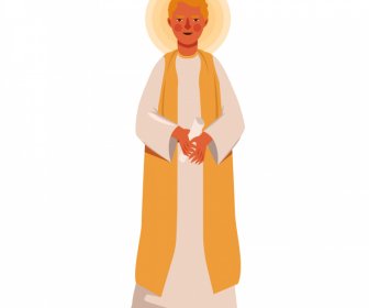 Matthew Christian Apostle Icon Vintage Cartoon Character Design
