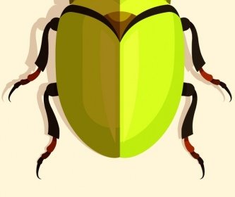 バグ昆虫アイコン明るい黄色の3Dデザイン