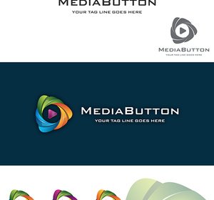 Design De Logotipo Mídia Botão 3d