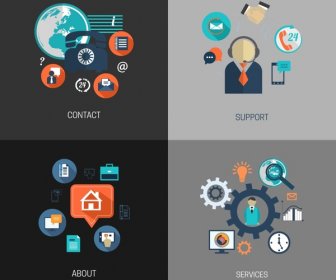 media support service isolated with various symbols