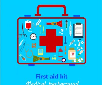 Medical Background Design With Colored First Aid Kit