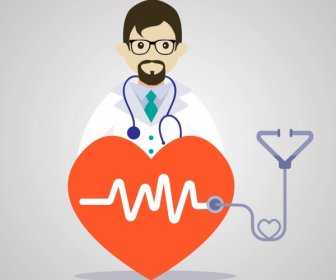 Medical Background Doctor Heart Cardiogram Decor