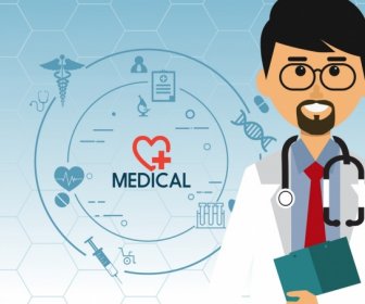 Medical Background Doctor Icon Circle Design