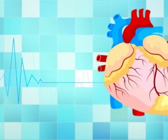 Latar Belakang Kesehatan Jantung Model Ikon Berwarna 3d Desain