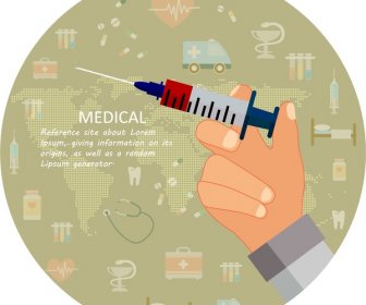 Medical Banner Illustration With Hand Holding Syringe