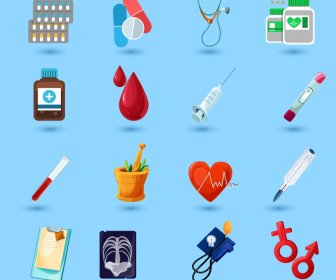 medical design elements colorful symbols sketch