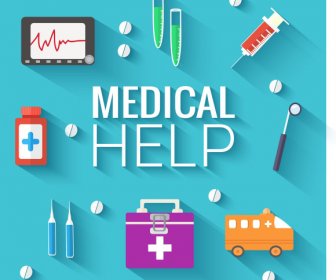 Medical Help Flat Icons Vector