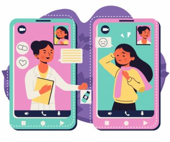 Medizinischer Dienst Hintergrund Smartphone Verbindung Arzt Patienten Skizze