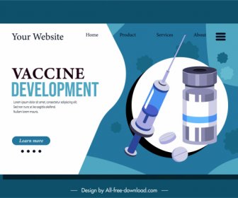 Medical Webpage Template Vaccine Injection Needle Sketch