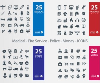 Medical11 Fogo Service11 Police11 Vetor ícones De Dinheiro