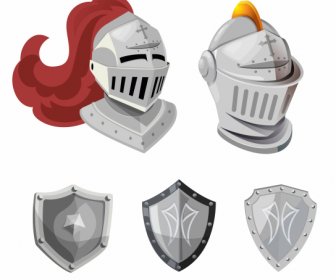 Medieval Armor Icon Shield Helmet Sketch