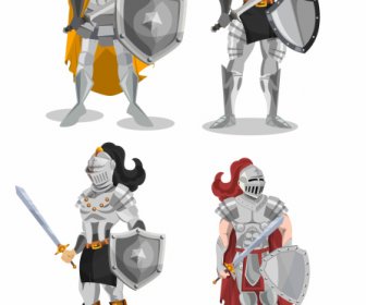Medieval Armor Icons Shiny Classical Design