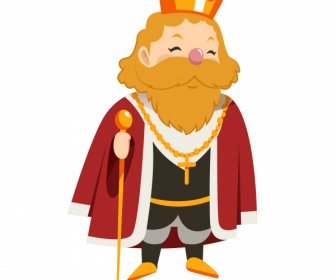 मध्ययुगीन राजा आइकन बूढ़े आदमी स्केच कार्टून चरित्र