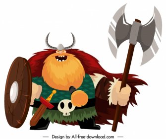 Viking średniowieczny Rycerz Ikona Wielobarwny Klasyczny Design