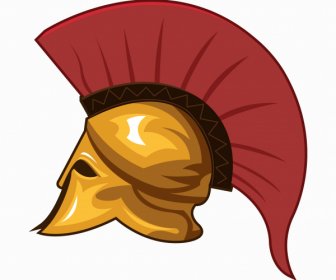 Medieval Warrior Helmet Icon Colored Classic Sketch