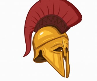 Mittelalterliche Krieger Helm Symbol Farbige 3d Skizze