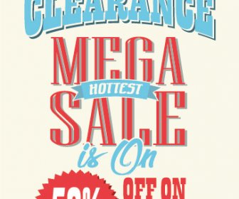 Mega Sale Advertising Poster Retro Vector