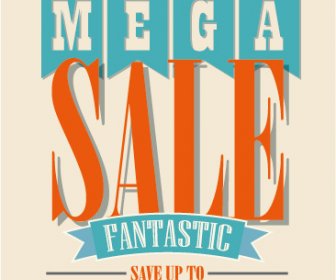 Mega Sale Advertising Poster Retro Vector