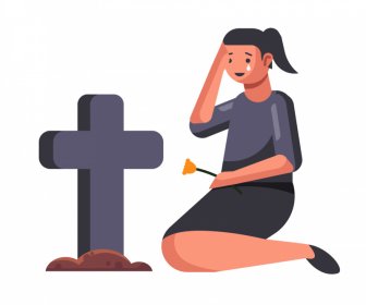 memorial cemetery icon cartoon sketch