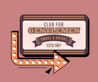 Men Club Sign Template Elegant Classic Board Arrow