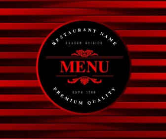 Menu Cover Template Red Stripes Round Decoration