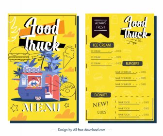 Menu Template Food Truck Sketch Colorful Design
