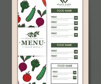Menu Vegetarian Restaurant Template Classic Handdrawn Repeating Vegetables Sketch